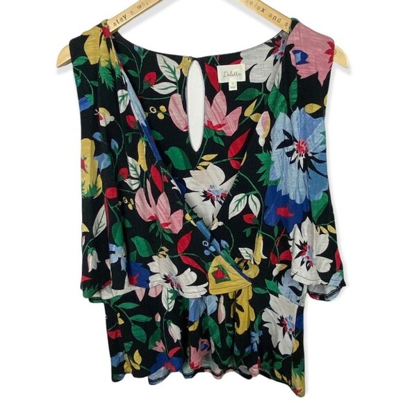 Anthropologie Deletta Florascura V-Neck Layered Blouse‎ Bright Size Large Boho L - Picture 3 of 11